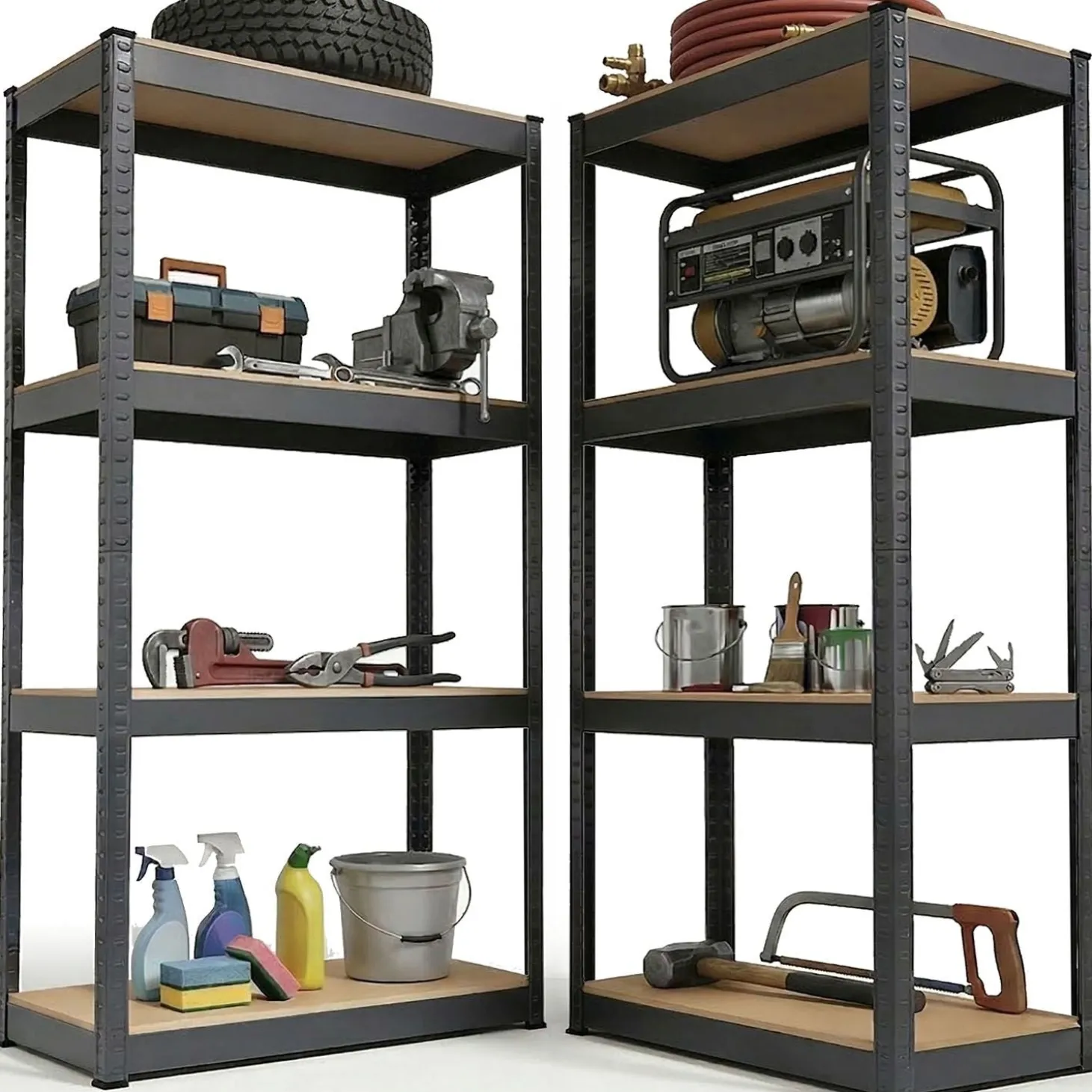 Lagerregal Easy 2er Set 160 x 80 x 40 cm 2 Schwerlastregale aus Metall mit 8 Einlegeböden