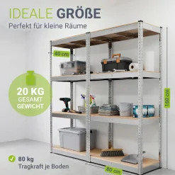 Lagerregal Easy 2er Set 160 x 80 x 40 cm 2 Schwerlastregale aus Metall mit 8 Einlegeböden