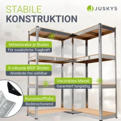 Lagerregal Easy 2er Set 160 x 80 x 40 cm 2 Schwerlastregale aus Metall mit 8 Einlegeböden