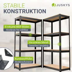 Lagerregal Easy 2er Set 160 x 80 x 40 cm 2 Schwerlastregale aus Metall mit 8 Einlegeböden