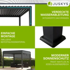 Lamellendach Tahiti 3 x 4 m inkl. 1x Seitenwand 4 m Lamellendach für Terrasse & Garten mit verstellbaren Lamellen