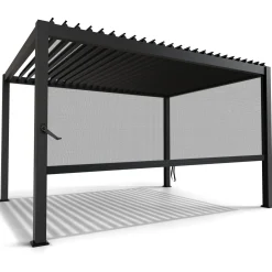 Lamellendach Tahiti 3 x 4 m inkl. 1x Seitenwand 4 m Lamellendach für Terrasse & Garten mit verstellbaren Lamellen