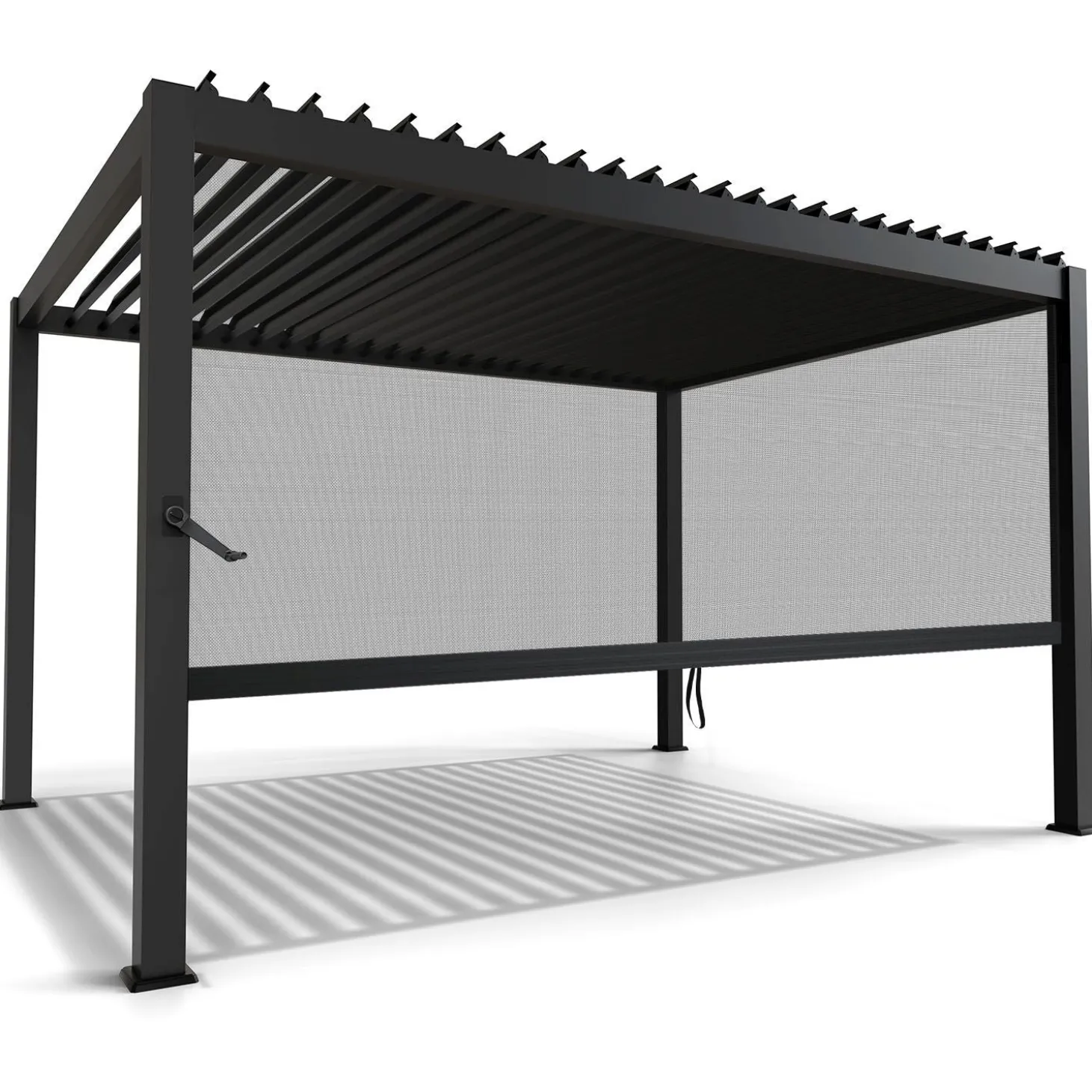 Lamellendach Tahiti 3 x 4 m inkl. 1x Seitenwand 4 m Lamellendach für Terrasse & Garten mit verstellbaren Lamellen