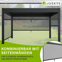 Lamellendach Tahiti 3 x 4 m inkl. 1x Seitenwand 4 m Lamellendach für Terrasse & Garten mit verstellbaren Lamellen