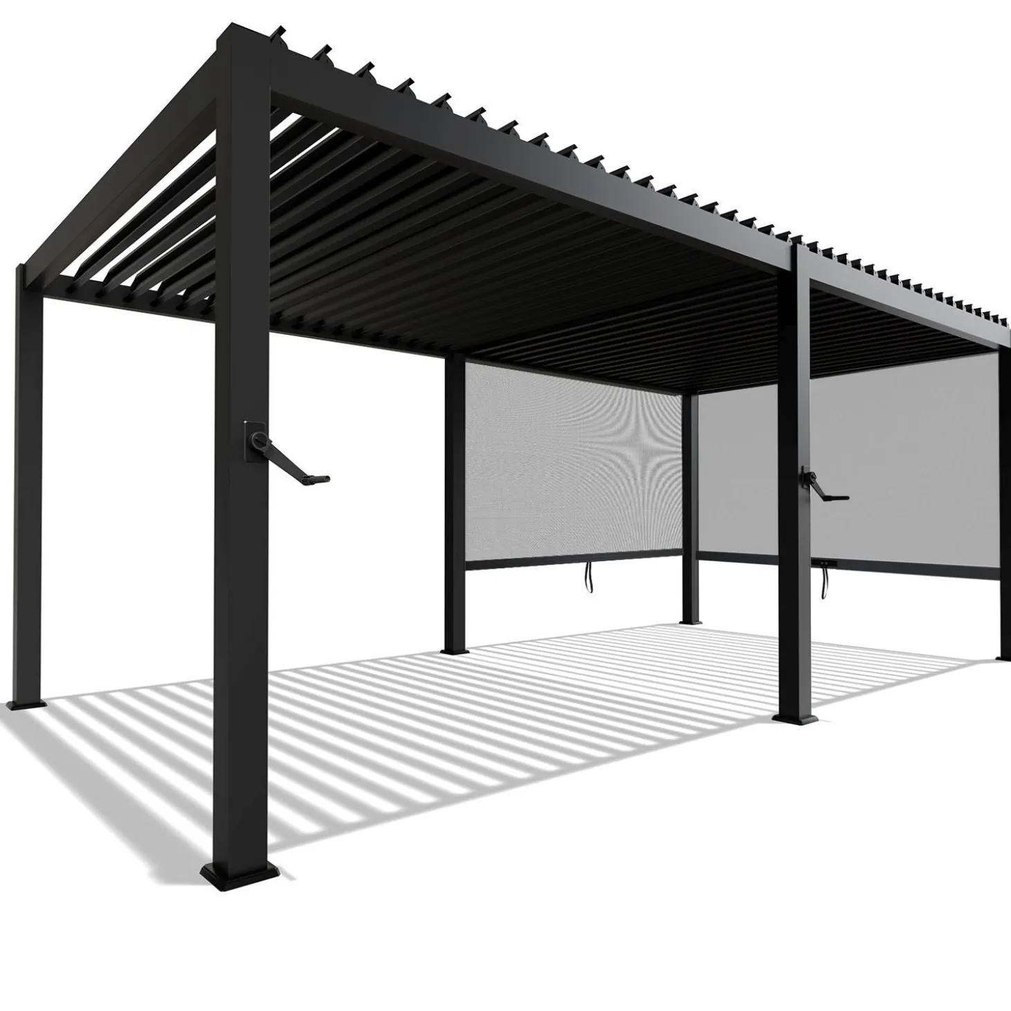 Lamellendach Tahiti 3 x 5,9 m inkl. 2x Seitenwand 3 m Lamellendach für Terrasse & Garten mit verstellbaren Lamellen