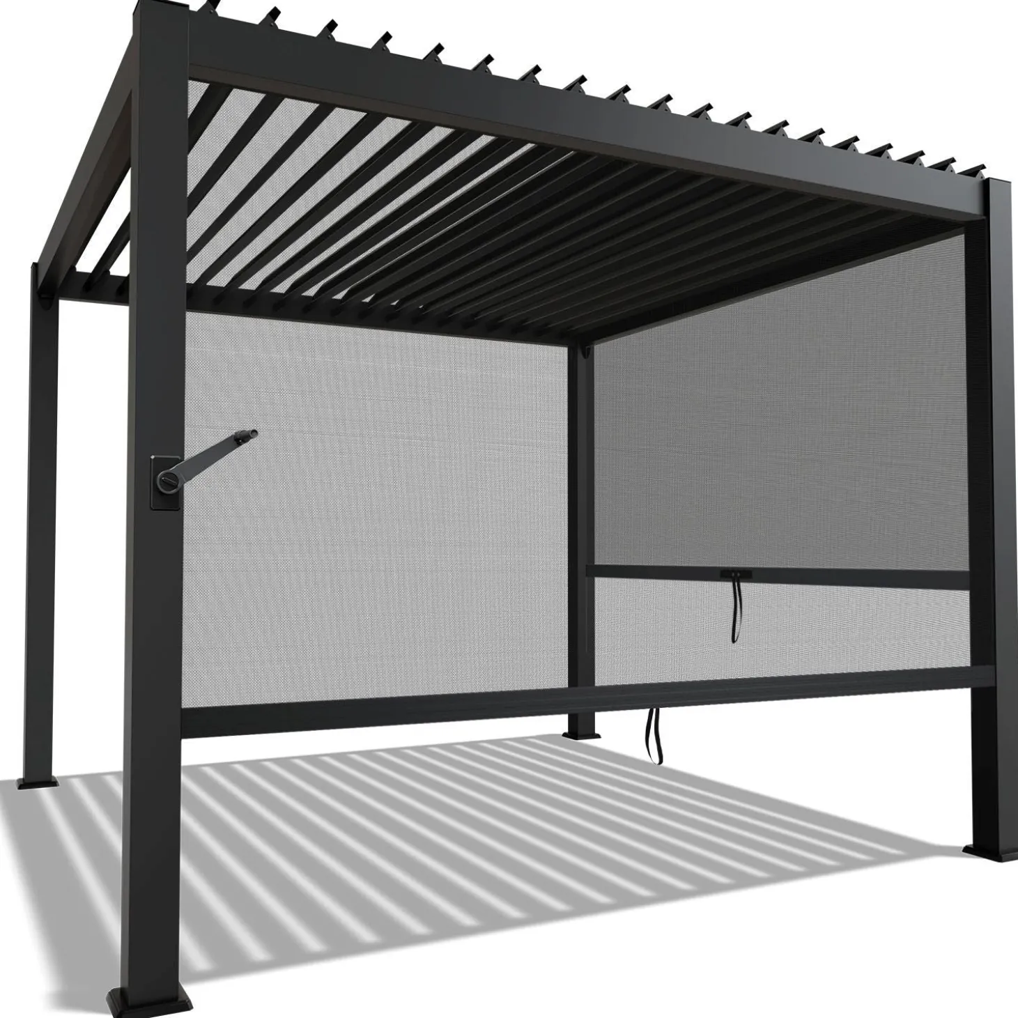 Lamellendach Tahiti 3 x 3 m inkl. 2x Seitenwand 3 m Lamellendach für Terrasse & Garten mit verstellbaren Lamellen