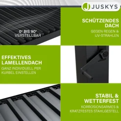 Lamellendach Tahiti 3 x 3 m inkl. 1x Seitenwand 3 m Lamellendach für Terrasse & Garten mit verstellbaren Lamellen