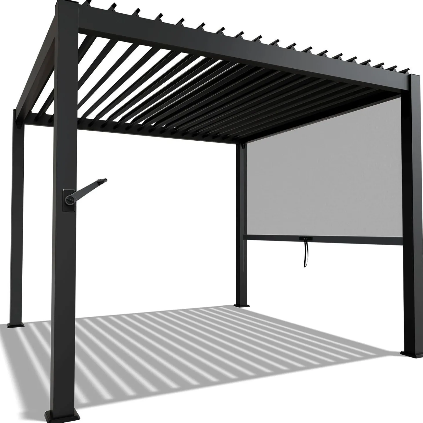 Lamellendach Tahiti 3 x 3 m inkl. 1x Seitenwand 3 m Lamellendach für Terrasse & Garten mit verstellbaren Lamellen