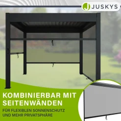 Lamellendach Tahiti 3 x 3 m inkl. 1x Seitenwand 3 m Lamellendach für Terrasse & Garten mit verstellbaren Lamellen