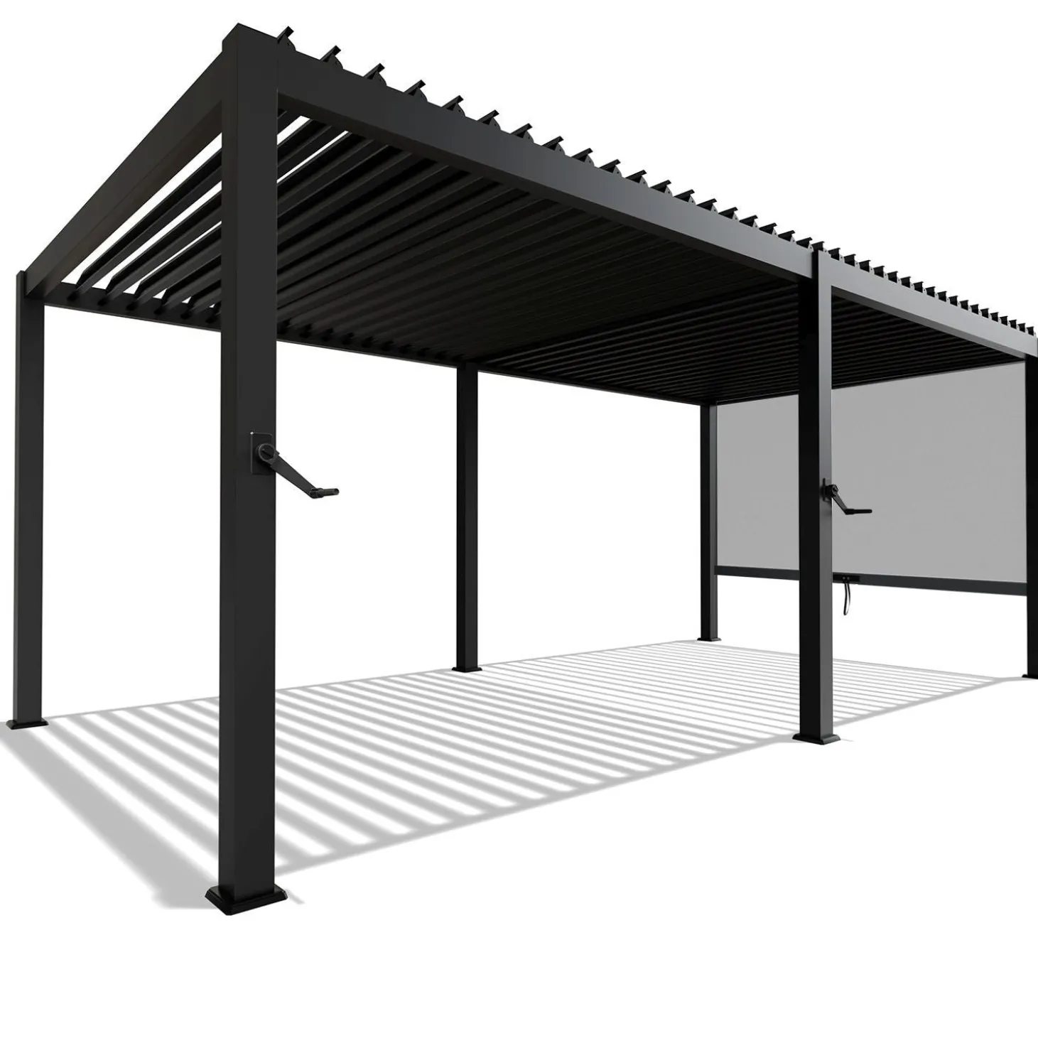 Lamellendach Tahiti 3 x 5,9 m inkl. 1x Seitenwand 3 m Lamellendach für Terrasse & Garten mit verstellbaren Lamellen