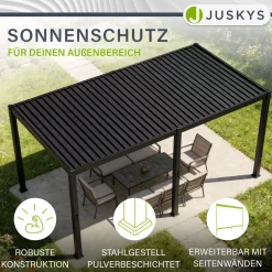 Lamellendach Tahiti 3 x 5,9 m inkl. 1x Seitenwand 3 m Lamellendach für Terrasse & Garten mit verstellbaren Lamellen