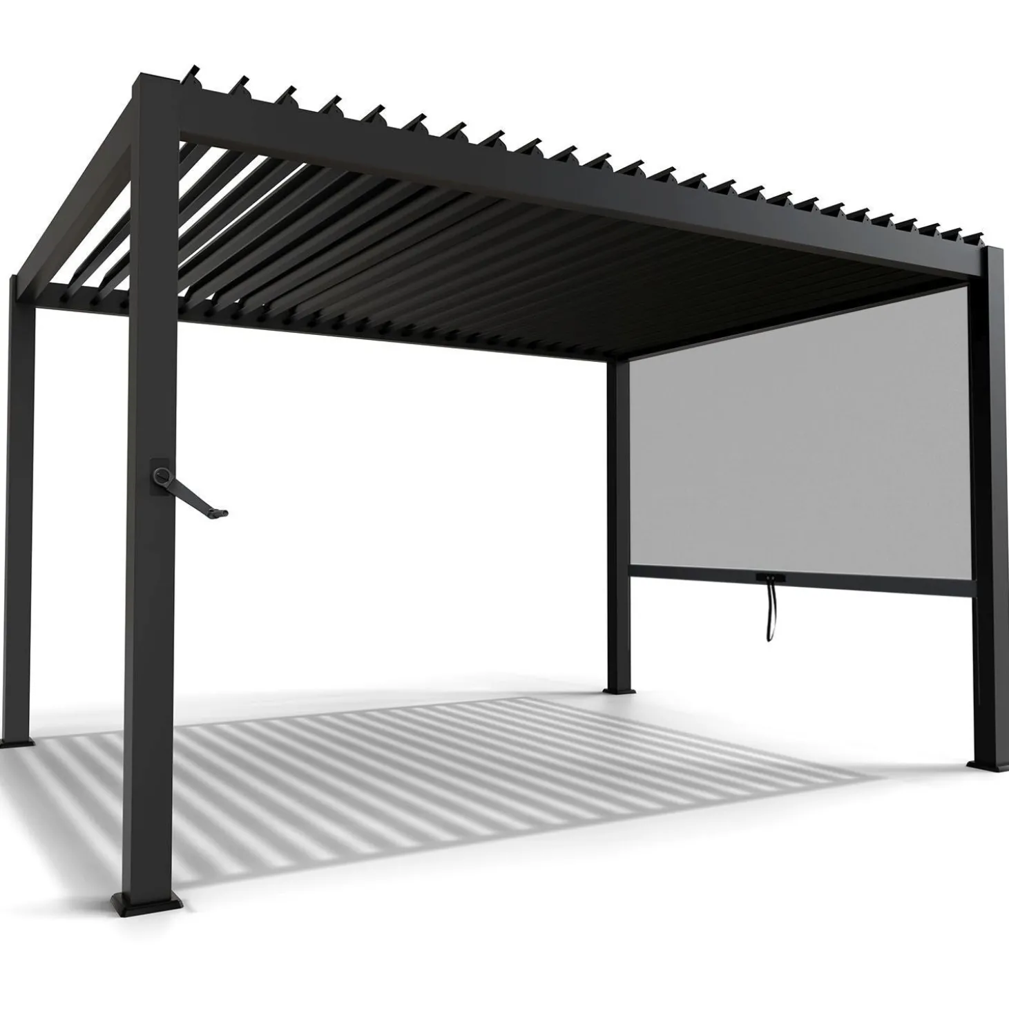 Lamellendach Tahiti 3 x 4 m inkl. 1x Seitenwand 3 m Lamellendach für Terrasse & Garten mit verstellbaren Lamellen