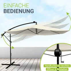 LED Ampelschirm Brazil Sonnenschirm mit LED, Kurbel & Standfuß
