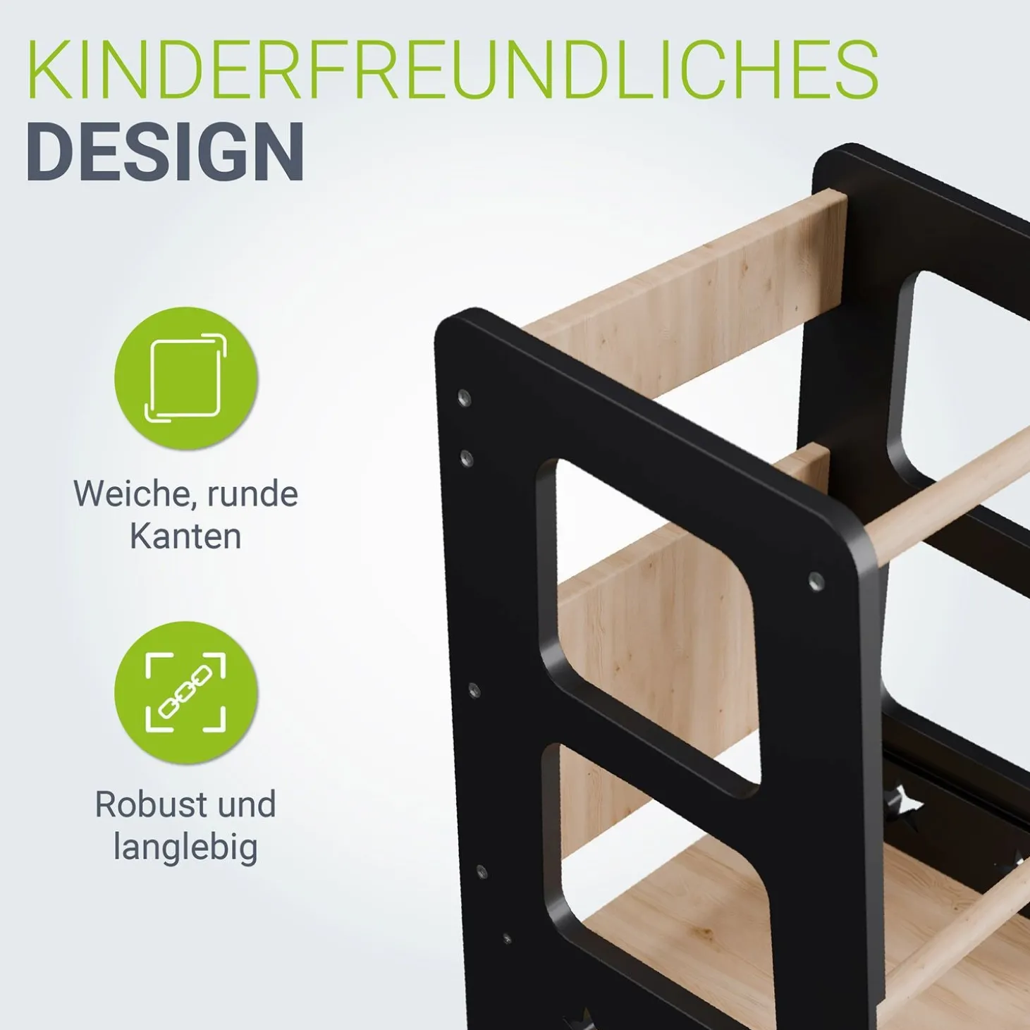 Lernturm Henny Höhenverstellbarer Lernturm für Kinder ab 1 Jahr, sicher und stabil