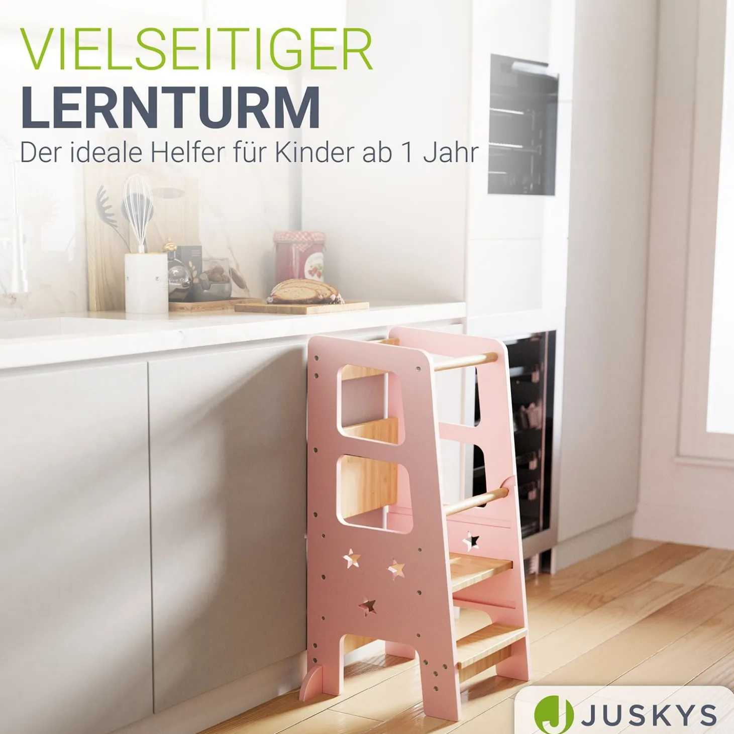 Lernturm Henny Höhenverstellbarer Lernturm für Kinder ab 1 Jahr, sicher und stabil