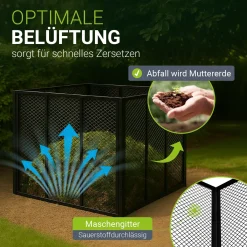 Metall Komposter für Gartenabfälle Gartenkomposter mit 450L & 800L Volumen