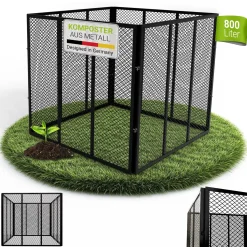 Metall Komposter für Gartenabfälle Gartenkomposter mit 450L & 800L Volumen