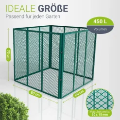 Metall Komposter für Gartenabfälle Gartenkomposter mit 450L & 800L Volumen