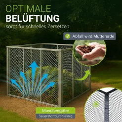Metall Komposter für Gartenabfälle Gartenkomposter mit 450L & 800L Volumen