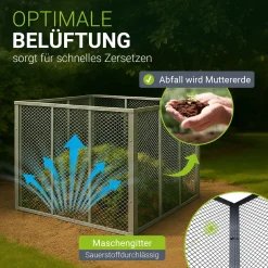 Metall Komposter für Gartenabfälle Gartenkomposter mit 450L & 800L Volumen