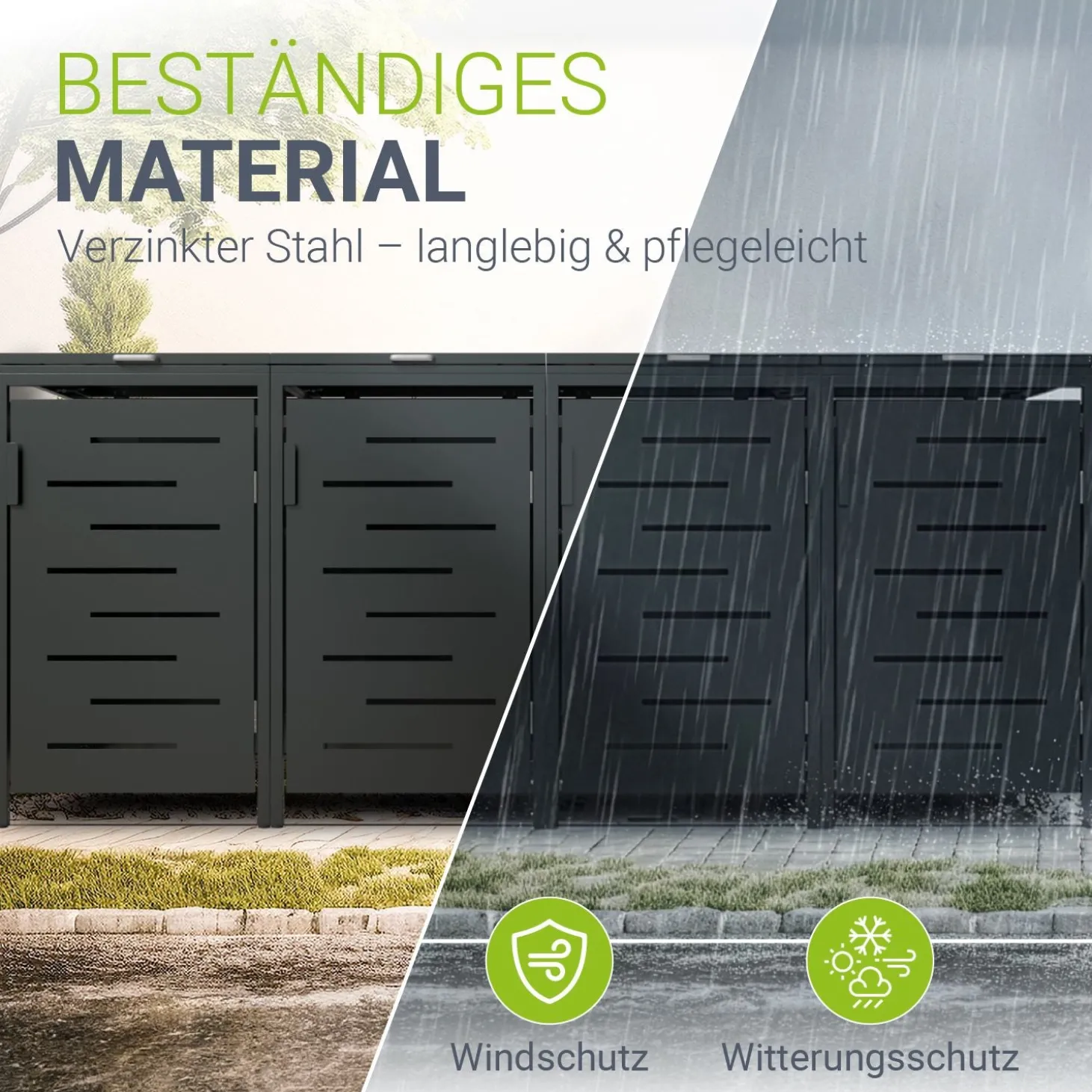 Metall Mülltonnenbox Arel Moderne Gartenbox für 120L bzw. 240L Mülltonnen