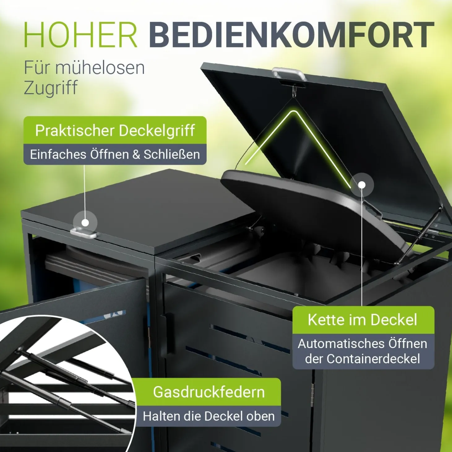 Metall Mülltonnenbox Arel Moderne Gartenbox für 120L bzw. 240L Mülltonnen