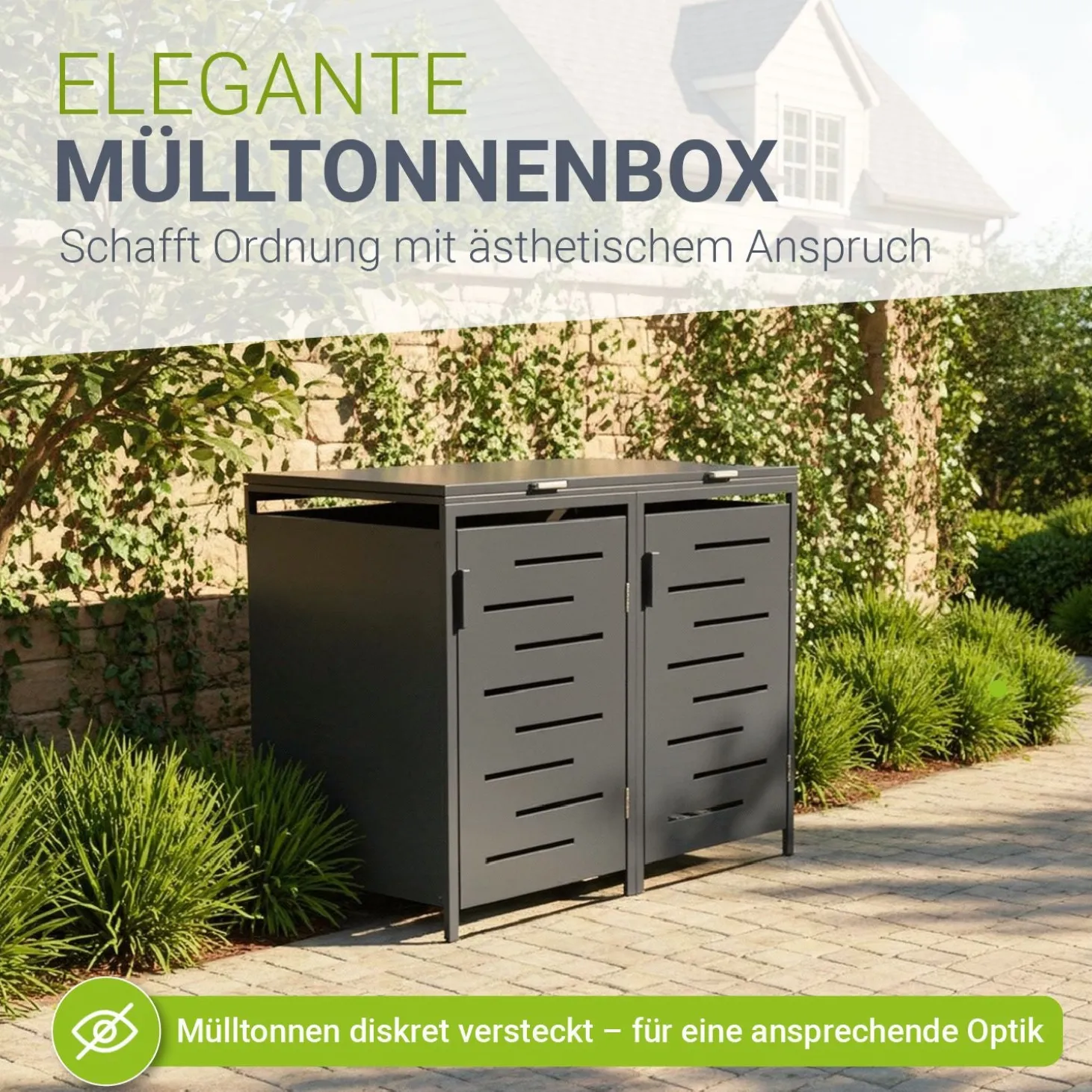 Metall Mülltonnenbox Arel Moderne Gartenbox für 120L bzw. 240L Mülltonnen