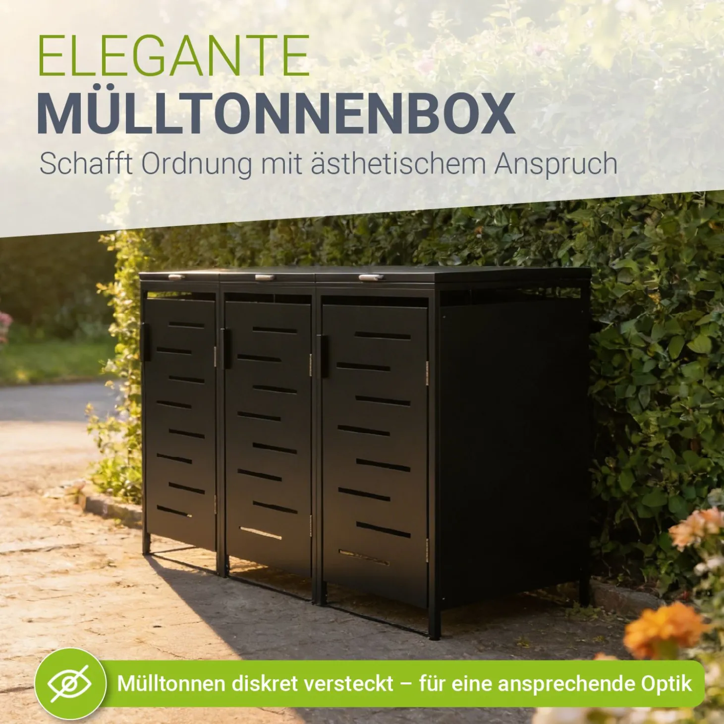 Metall Mülltonnenbox Arel Moderne Gartenbox für 120L bzw. 240L Mülltonnen