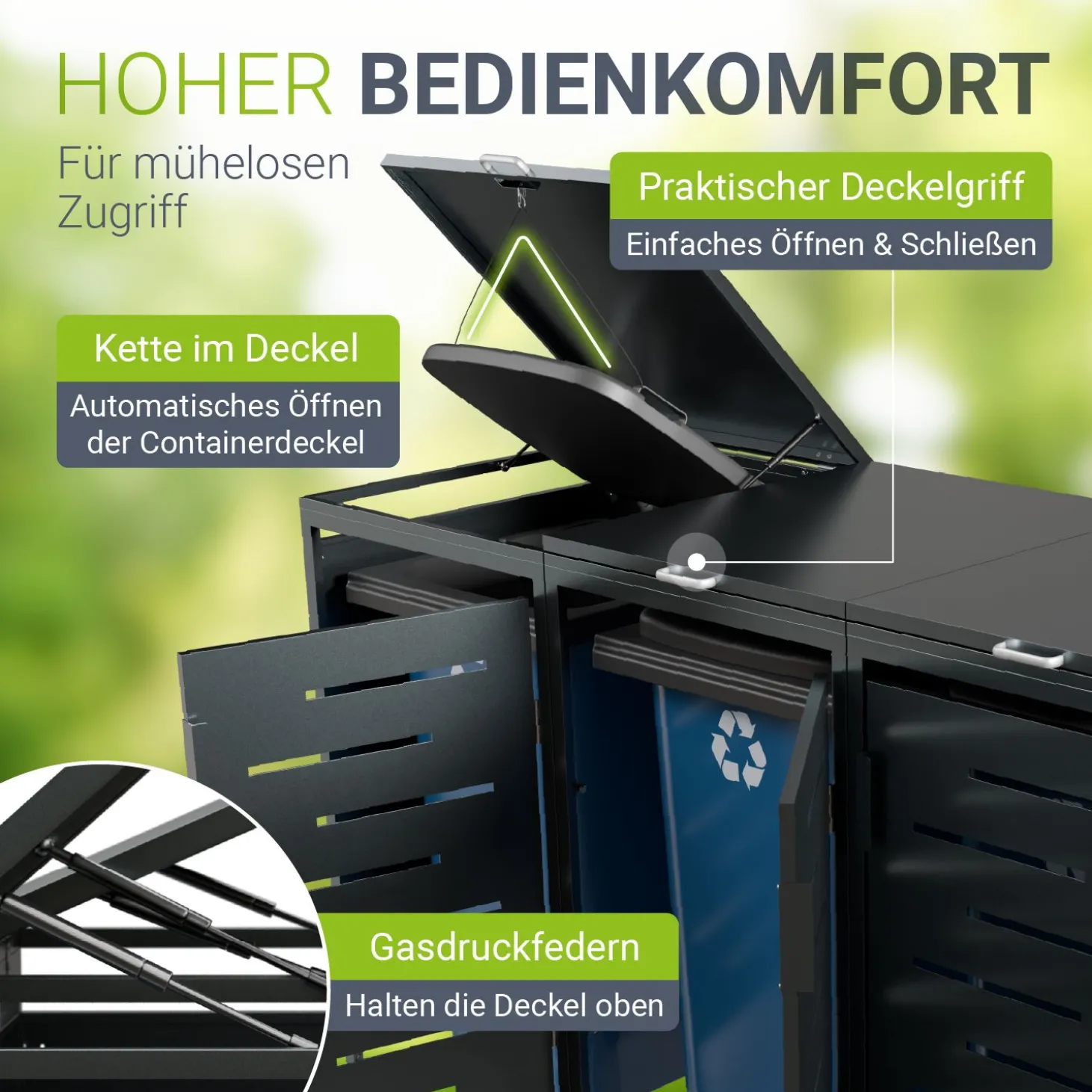 Metall Mülltonnenbox Arel Moderne Gartenbox für 120L bzw. 240L Mülltonnen