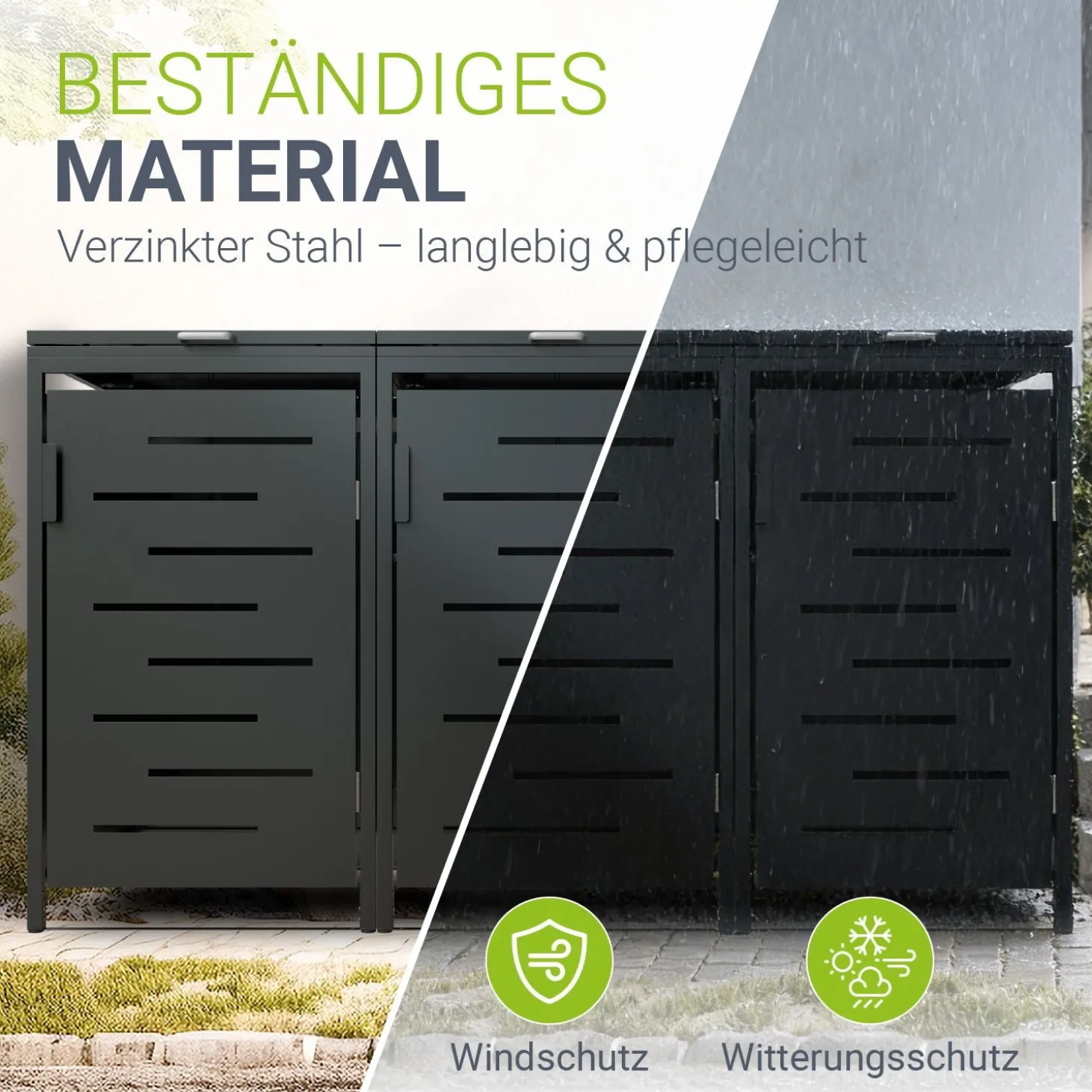 Metall Mülltonnenbox Arel Moderne Gartenbox für 120L bzw. 240L Mülltonnen