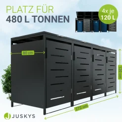 Metall Mülltonnenbox Arel Moderne Gartenbox für 120L bzw. 240L Mülltonnen