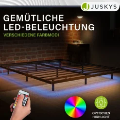 Metall Schwebebett Palamos Minimalistisches Bett mit LED-Beleuchtung & Lattenrost