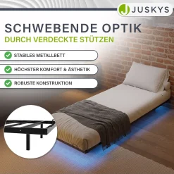 Metall Schwebebett Palamos Minimalistisches Bett mit LED-Beleuchtung & Lattenrost