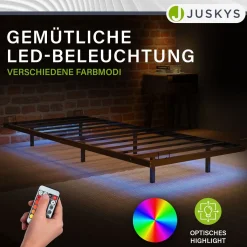 Metall Schwebebett Palamos Minimalistisches Bett mit LED-Beleuchtung & Lattenrost