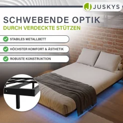 Metall Schwebebett Palamos Minimalistisches Bett mit LED-Beleuchtung & Lattenrost