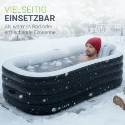 Mobile Badewanne Aufblasbare Wanne mit Luftpumpe, Abdeckung und Rückenlehne