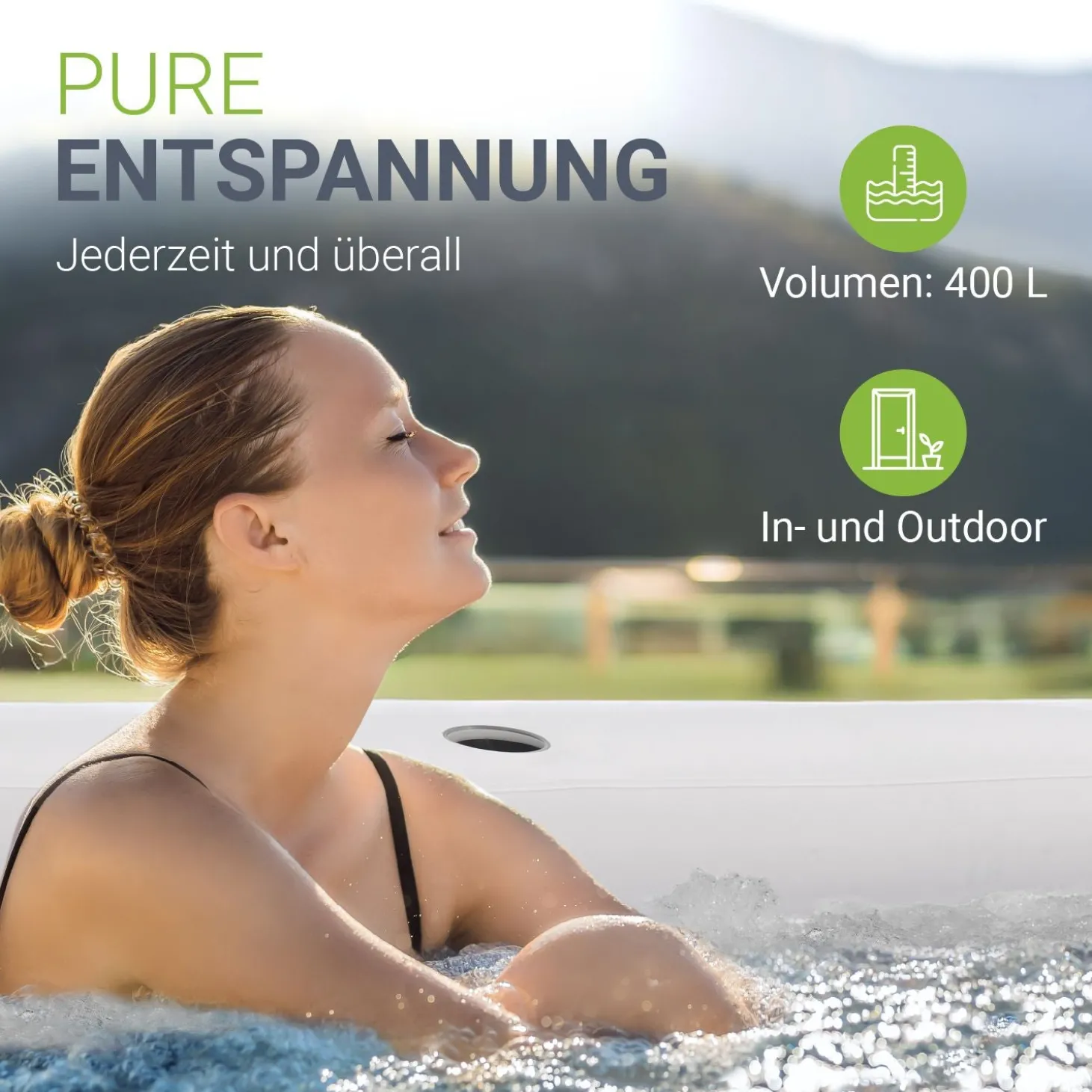 Mobile Badewanne Aufblasbare Wanne mit Luftpumpe, Abdeckung und Rückenlehne