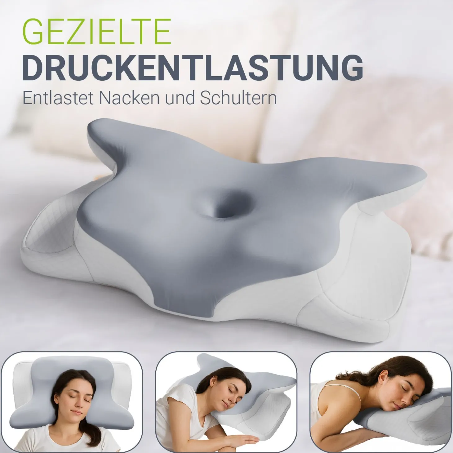 Nackenkissen orthopädisch aus Memory Foam Nackenstützkissen gegen Verspannungen & Nackenschmerzen