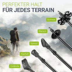 Nordic Walking Wanderstöcke mit Zubehör 2 Alu Teleskop Wanderstöcke mit Gummipuffer Set & Tasche