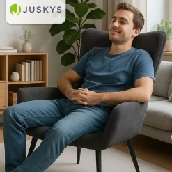 Ohrensessel mit optionalem Hocker Odense Relaxsessel beige oder grau im skandinavischen Design