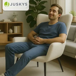 Ohrensessel mit optionalem Hocker Odense Relaxsessel beige oder grau im skandinavischen Design