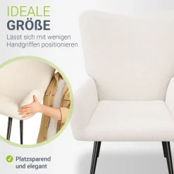 Ohrensessel mit optionalem Hocker Odense Relaxsessel beige oder grau im skandinavischen Design