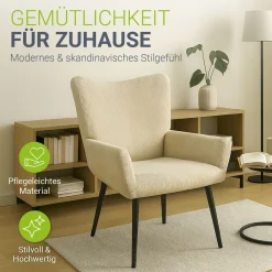Ohrensessel mit optionalem Hocker Odense Relaxsessel beige oder grau im skandinavischen Design