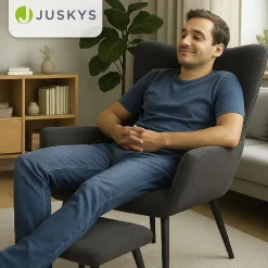 Ohrensessel mit optionalem Hocker Odense Relaxsessel beige oder grau im skandinavischen Design