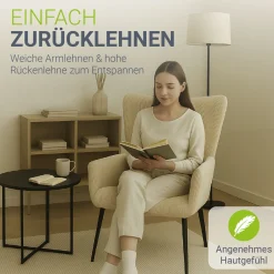Ohrensessel mit optionalem Hocker Odense Relaxsessel beige oder grau im skandinavischen Design
