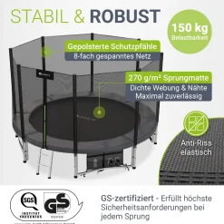 Outdoor Trampolin JumpMaster Gartentrampolin rund für Kinder mit Sicherheitsnetz