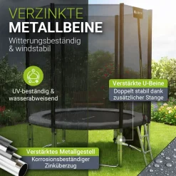 Outdoor Trampolin JumpMaster Gartentrampolin rund für Kinder mit Sicherheitsnetz