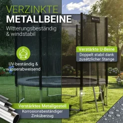 Outdoor Trampolin JumpMaster Gartentrampolin rund für Kinder mit Sicherheitsnetz