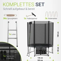 Outdoor Trampolin JumpMaster Gartentrampolin rund für Kinder mit Sicherheitsnetz