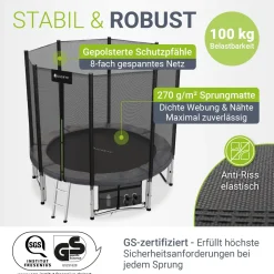 Outdoor Trampolin JumpMaster Gartentrampolin rund für Kinder mit Sicherheitsnetz